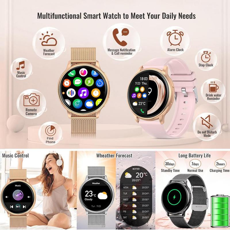 Multifunctional Smart Watch, Fashion Digital Watch with Multiple Sport Modes, Wireless BT Call Sports Smart Watches for Women Gift