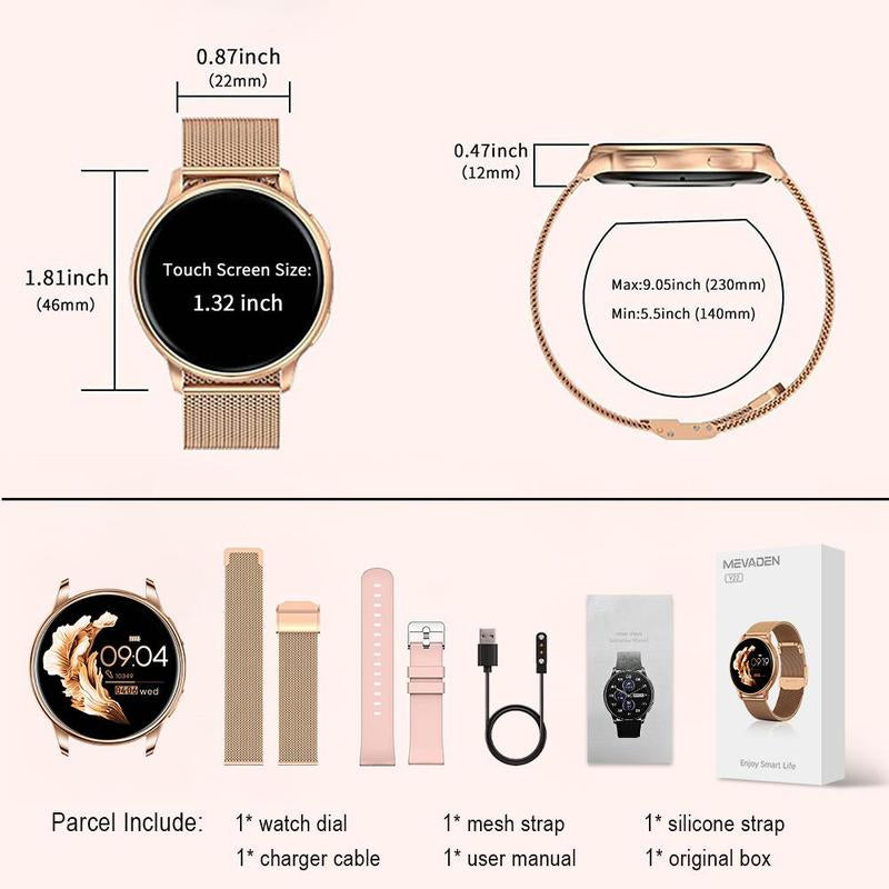 Multifunctional Smart Watch, Fashion Digital Watch with Multiple Sport Modes, Wireless BT Call Sports Smart Watches for Women Gift